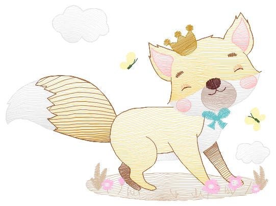 King Fox embroidery designs - Red Fox embroidery design machine embroidery pattern - Woodland Animal with crown embroidery - pes download Marcia Embroidery
