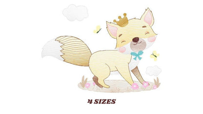 King Fox embroidery designs - Red Fox embroidery design machine embroidery pattern - Woodland Animal with crown embroidery - pes download Marcia Embroidery