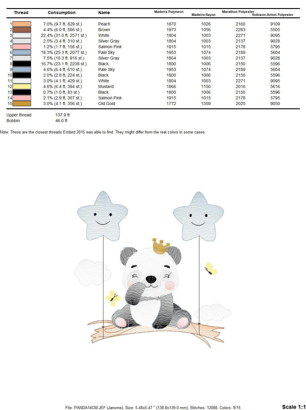 King Panda embroidery design - Animal embroidery designs machine embroidery pattern - Baby boy embroidery file - Panda with stars balloons Marcia Embroidery