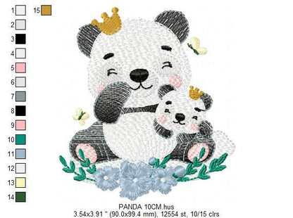 Papa Panda embroidery design - Animal embroidery designs machine embroidery pattern - Baby girl embroidery file - King Panda with young baby Marcia Embroidery