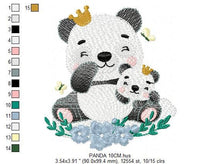 Load image into Gallery viewer, Papa Panda embroidery design - Animal embroidery designs machine embroidery pattern - Baby girl embroidery file - King Panda with young baby
