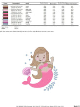 Load image into Gallery viewer, Mermaid embroidery designs - Sea Princess embroidery design machine embroidery pattern Baby Girl embroidery file - Mermaid with shells
