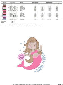 Mermaid embroidery designs - Sea Princess embroidery design machine embroidery pattern Baby Girl embroidery file - Mermaid with shells