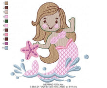 Cargar imagen en el visor de la galería, Mermaid embroidery designs - Ocean Sea Princess embroidery design machine embroidery pattern - Baby Girl embroidery file - instant download
