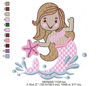 Load image into Gallery viewer, Mermaid embroidery designs - Ocean Sea Princess embroidery design machine embroidery pattern - Baby Girl embroidery file - instant download
