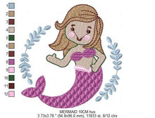 Carica l&#39;immagine nel visualizzatore di Gallery, Mermaid embroidery designs - Sea Princess embroidery design machine embroidery pattern - Mermaid rippled design - Baby Girl embroidery file
