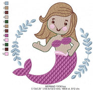 Load image into Gallery viewer, Mermaid embroidery designs - Sea Princess embroidery design machine embroidery pattern - Mermaid rippled design - Baby Girl embroidery file
