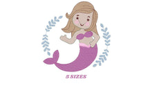 Load image into Gallery viewer, Mermaid embroidery designs - Sea Princess embroidery design machine embroidery pattern - Mermaid rippled design - Baby Girl embroidery file
