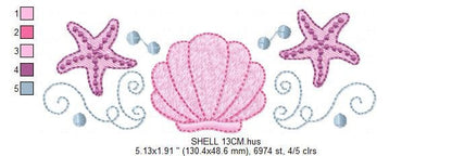 Pearl embroidery designs - Deep sea shells embroidery design machine embroidery pattern - Sea star embroidery file - embroidery download pes