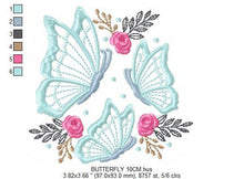 Cargar imagen en el visor de la galería, Butterfly embroidery design - Flowers embroidery designs machine embroidery pattern - Kitchen Towel embroidery file - instant download
