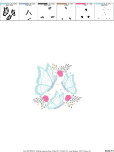 Butterfly embroidery design - Flowers embroidery designs machine embroidery pattern - Kitchen Towel embroidery file - instant download