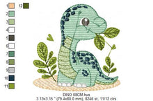 Charger l&#39;image dans la galerie, Dinosaur embroidery designs - Dino embroidery design machine embroidery pattern - instant download - Baby boy embroidery file brontosaurus
