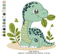 Charger l&#39;image dans la galerie, Dinosaur embroidery designs - Dino embroidery design machine embroidery pattern - instant download - Baby boy embroidery file brontosaurus
