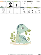 Load image into Gallery viewer, Dinosaur embroidery designs - Dino embroidery design machine embroidery pattern - instant download - Baby boy embroidery file brontosaurus
