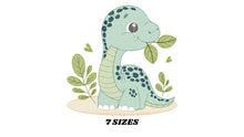 Load image into Gallery viewer, Dinosaur embroidery designs - Dino embroidery design machine embroidery pattern - instant download - Baby boy embroidery file brontosaurus
