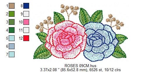 Roses embroidery designs - Kitchen Towel embroidery design machine embroidery pattern - Rose embroidery file flower - instant download pes