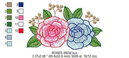 Roses embroidery designs - Kitchen Towel embroidery design machine embroidery pattern - Rose embroidery file flower - instant download pes