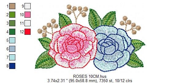 Roses embroidery designs - Kitchen Towel embroidery design machine embroidery pattern - Rose embroidery file flower - instant download pes