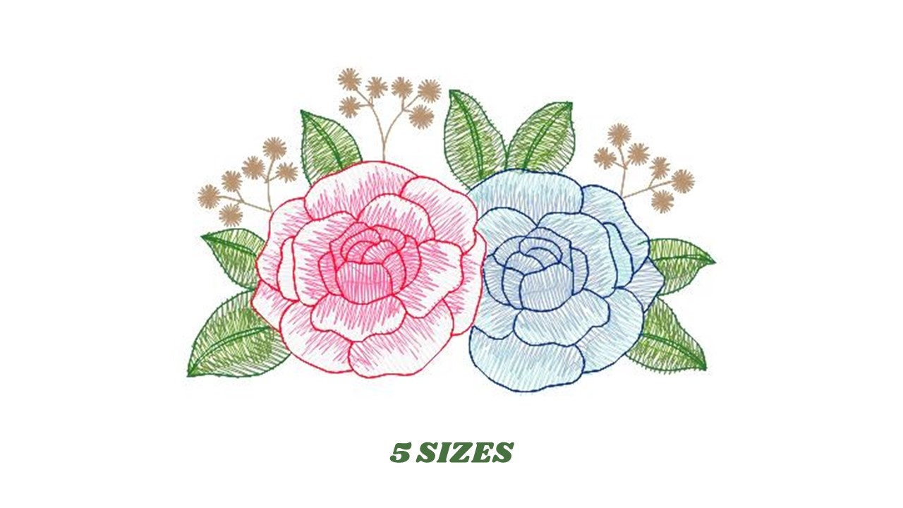 Roses embroidery designs - Kitchen Towel embroidery design machine embroidery pattern - Rose embroidery file flower - instant download pes