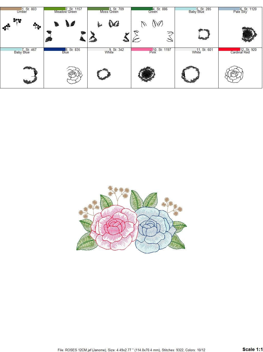 Roses embroidery designs - Kitchen Towel embroidery design machine embroidery pattern - Rose embroidery file flower - instant download pes