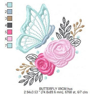 Cargar imagen en el visor de la galería, Butterfly embroidery design - Flowers embroidery designs machine embroidery pattern - Kitchen Tea Towel embroidery file - instant download
