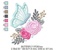 Laden Sie das Bild in den Galerie-Viewer, Butterfly embroidery design - Flowers embroidery designs machine embroidery pattern - Kitchen Tea Towel embroidery file - instant download
