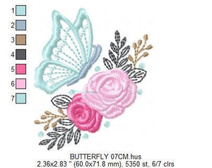 Butterfly embroidery design - Flowers embroidery designs machine embroidery pattern - Kitchen Tea Towel embroidery file - instant download