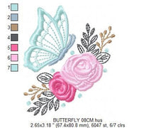 Laden Sie das Bild in den Galerie-Viewer, Butterfly embroidery design - Flowers embroidery designs machine embroidery pattern - Kitchen Tea Towel embroidery file - instant download
