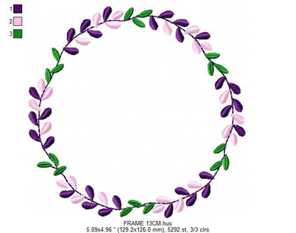 Lavender Monogram Frame embroidery designs - Flower embroidery design machine embroidery pattern - Lavender wreath embroidery file download