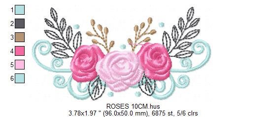 Roses embroidery designs - Towel embroidery design machine embroidery pattern - Rose embroidery file flower applique - instant download pes