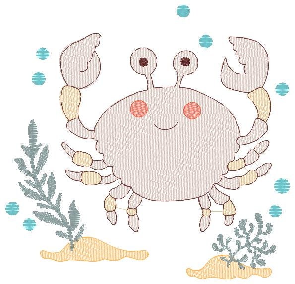 Crab embroidery design - Beach animals embroidery designs machine embroidery pattern - Ocean Life embroidery file - Delicate sea animal pes