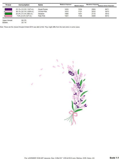 Lavender embroidery designs - Flower Bouquet embroidery design machine embroidery pattern - Kitchen towel embroidery file - download hus dst