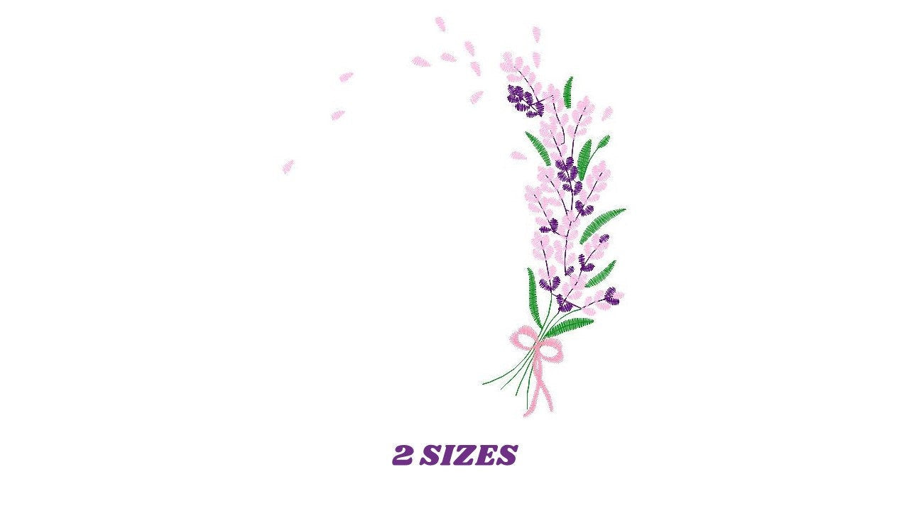Lavender embroidery designs - Flower Bouquet embroidery design machine embroidery pattern - Kitchen towel embroidery file - download hus dst