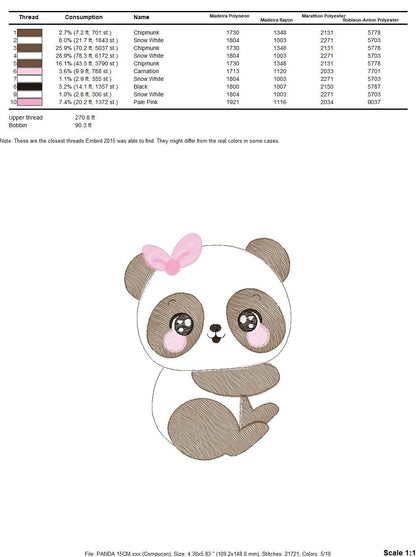 Panda embroidery design - Animal embroidery designs machine embroidery pattern - Baby girl embroidery file - Cute Sweet Panda download pes Marcia Embroidery