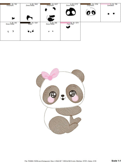 Panda embroidery design - Animal embroidery designs machine embroidery pattern - Baby girl embroidery file - Cute Sweet Panda download pes Marcia Embroidery
