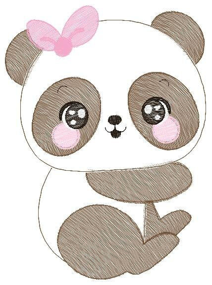 Panda embroidery design - Animal embroidery designs machine embroidery pattern - Baby girl embroidery file - Cute Sweet Panda download pes Marcia Embroidery