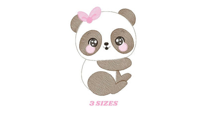Panda embroidery design - Animal embroidery designs machine embroidery pattern - Baby girl embroidery file - Cute Sweet Panda download pes Marcia Embroidery