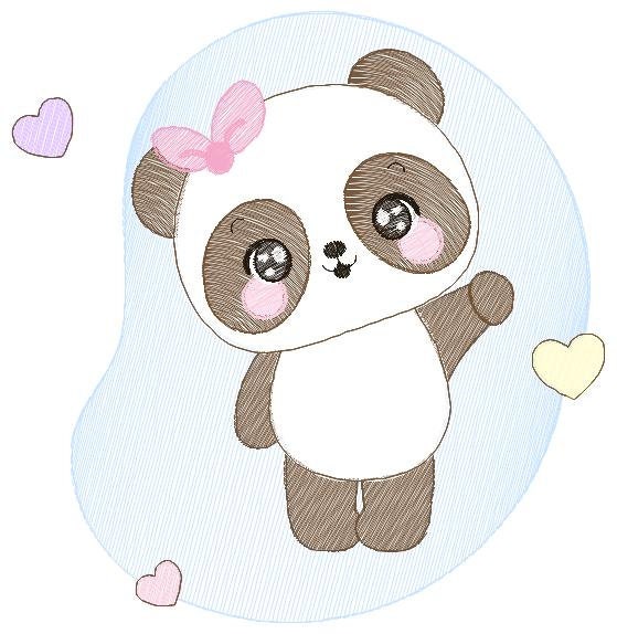 Female Panda embroidery design - Animal embroidery designs machine embroidery pattern - Baby girl embroidery file - Cute Sweet Panda design Marcia Embroidery