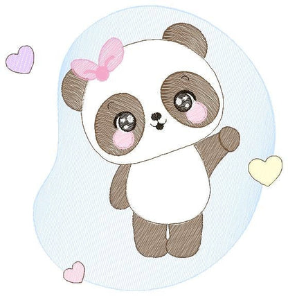 Female Panda embroidery design - Animal embroidery designs machine embroidery pattern - Baby girl embroidery file - Cute Sweet Panda design Marcia Embroidery