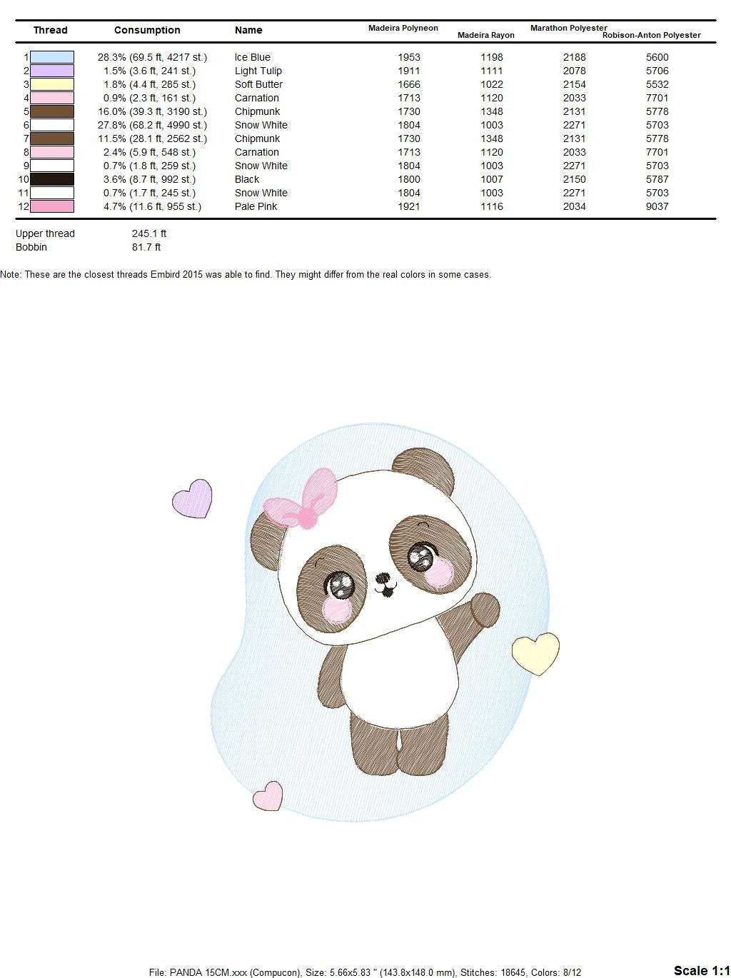 Female Panda embroidery design - Animal embroidery designs machine embroidery pattern - Baby girl embroidery file - Cute Sweet Panda design Marcia Embroidery
