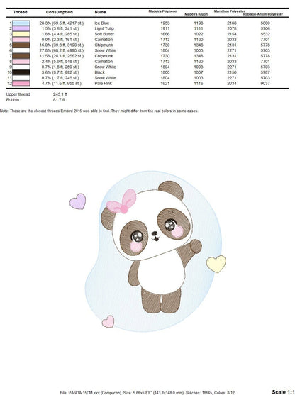 Female Panda embroidery design - Animal embroidery designs machine embroidery pattern - Baby girl embroidery file - Cute Sweet Panda design Marcia Embroidery