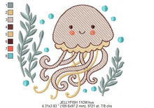 Charger l&#39;image dans la galerie, Jellyfish embroidery design - Octopus embroidery designs machine embroidery pattern - Ocean animals embroidery - instant digital download
