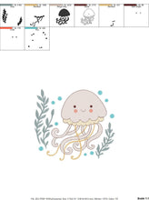 Charger l&#39;image dans la galerie, Jellyfish embroidery design - Octopus embroidery designs machine embroidery pattern - Ocean animals embroidery - instant digital download
