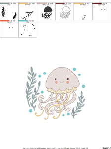 Jellyfish embroidery design - Octopus embroidery designs machine embroidery pattern - Ocean animals embroidery - instant digital download