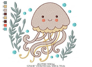 Jellyfish embroidery design - Octopus embroidery designs machine embroidery pattern - Ocean animals embroidery - instant digital download