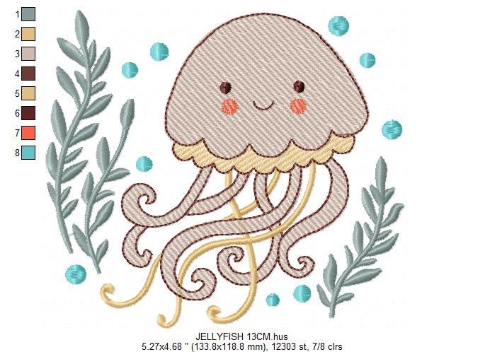 Jellyfish embroidery design - Octopus embroidery designs machine embroidery pattern - Ocean animals embroidery - instant digital download