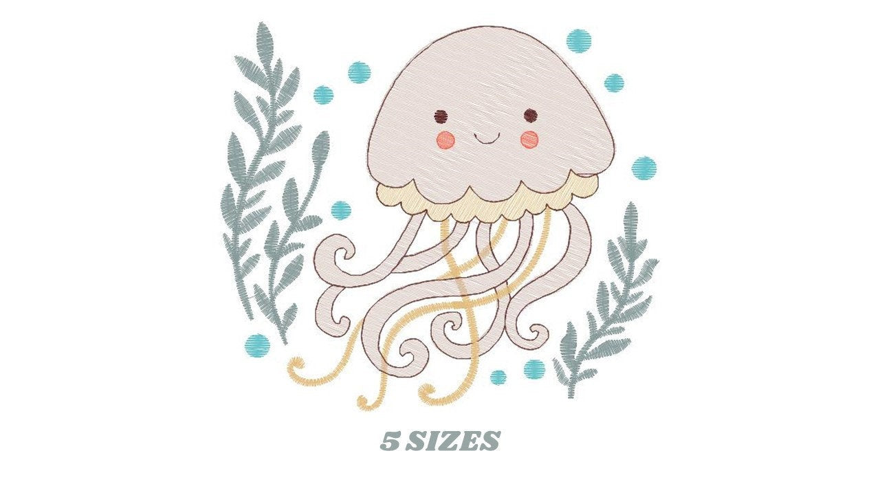 Jellyfish embroidery design - Octopus embroidery designs machine embroidery pattern - Ocean animals embroidery - instant digital download