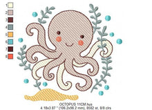 Laden Sie das Bild in den Galerie-Viewer, Octopus embroidery design - Sea animal embroidery designs machine embroidery pattern - Ocean animals embroidery - instant digital download
