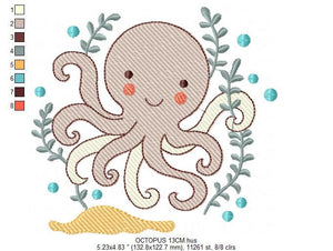 Octopus embroidery design - Sea animal embroidery designs machine embroidery pattern - Ocean animals embroidery - instant digital download