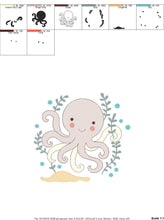 Cargar imagen en el visor de la galería, Octopus embroidery design - Sea animal embroidery designs machine embroidery pattern - Ocean animals embroidery - instant digital download
